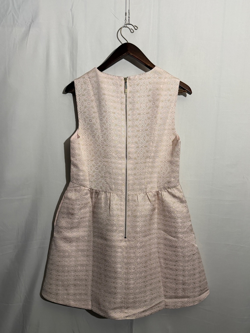 Ted Baker Blush Pink Metallic Jacquard Fit & Flare Dress Size 4 US 10 - Picture 2 of 7